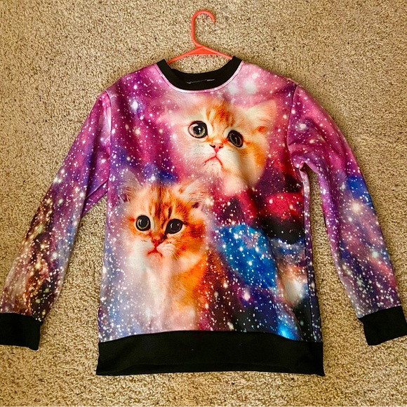 Galaxy-Print Cat Sweater - Picture 1 of 4